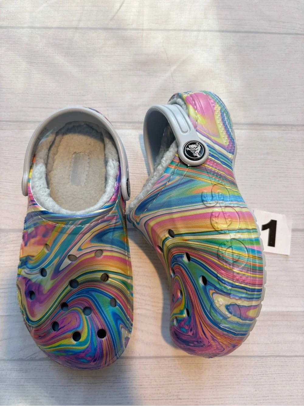 Kids Multicolor Swirl Fleece-Lined Clogs